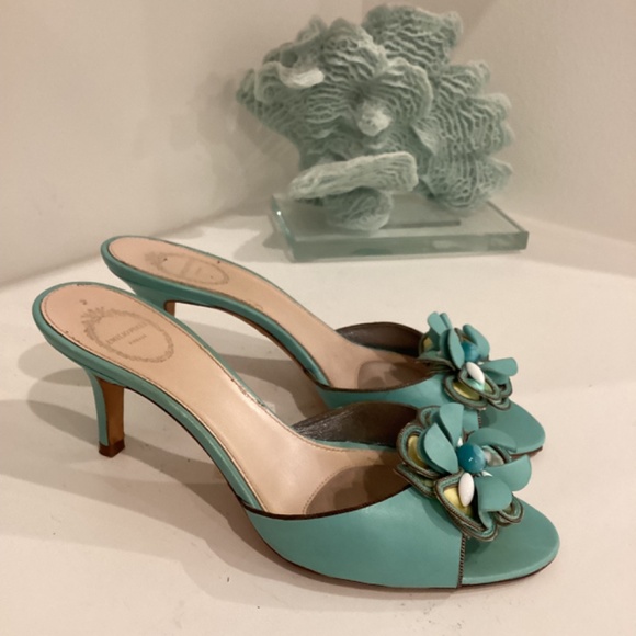 Emilio Pucci low heel floral slides GORGEOUS 37 6.5 - Picture 9 of 14